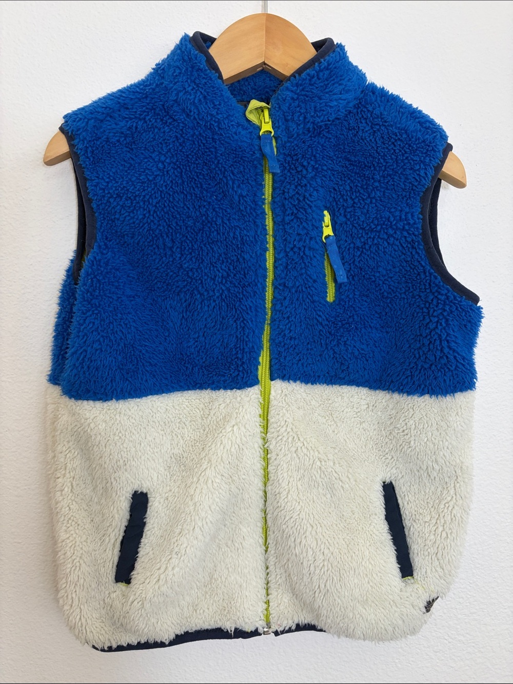 Eddie Bauer Fleece Blue Cream Zipper Vest